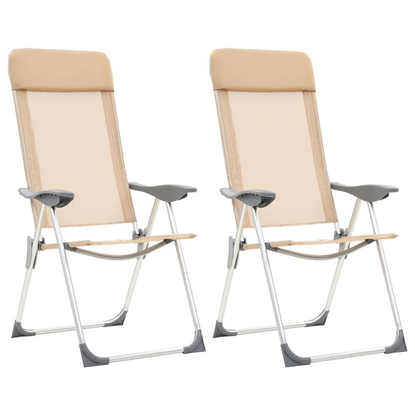 vidaXL Chaises de camping pliables 2 Pièces Crème Aluminium