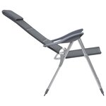 vidaXL Chaise de camping 2 Pièces Gris 58x69x111 cm Aluminium