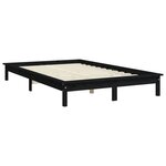 vidaXL Cadre de lit noir 135x190 cm double bois de pin massif