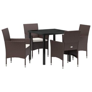 vidaXL Ensemble de salle à manger pour jardin 5 Pièces Marron polyrotin