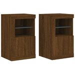 vidaXL Armoires latérales et lumières LED 2 Pièces chêne marron