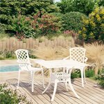 vidaXL Ensemble de bistro 3 Pièces Aluminium coulé Blanc