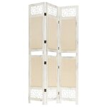 vidaXL Cloison de séparation 3 panneaux Crème 105x165 cm Tissu