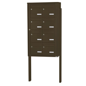 Bloc collectif leabox.com 2x4 grade 3 simple face Extérieur fixation sur pieds à sceller Brun Sepia RAL 8014 finition brillante