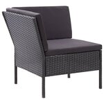 vidaXL Salon de jardin 3 Pièces avec coussins Résine tressée Noir