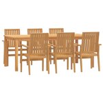 vidaXL Ensemble à manger de jardin 7 Pièces Bois de teck solide