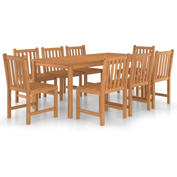 vidaXL Ensemble à manger de jardin 9 Pièces Bois de teck solide