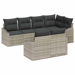 vidaXL Ensemble de Canapés avec coussin 7 Pièces Gris clair polyrotin