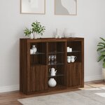 vidaXL Buffets avec lumières LED 3 Pièces chêne brun bois d'ingénierie
