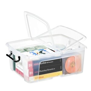 Boîte de rangement Smart Storemaster avec poignées clips et couvercle papillon 24 litres 39,5 x 49,8 x 20,2 cm Polypropylène Transparent