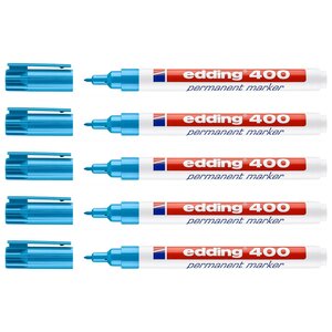Marqueur Permanent 400 Bleu Clair Pointe Fine 1 mm x 5 EDDING