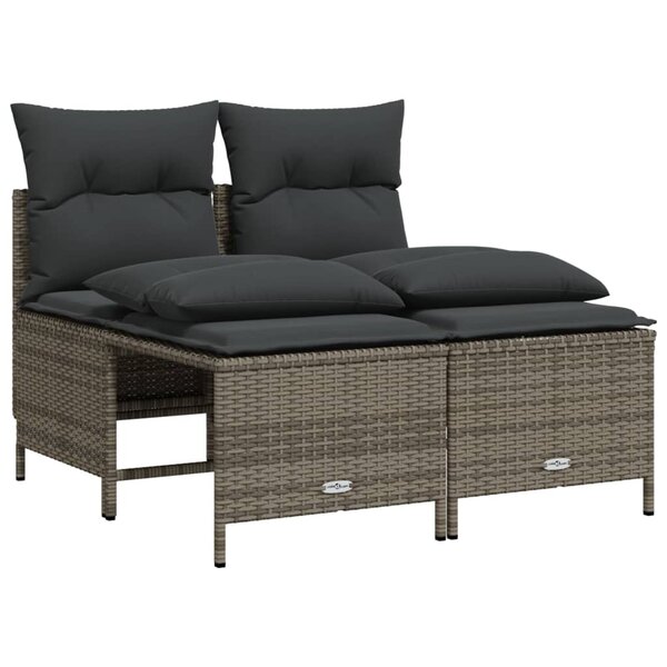 vidaXL Salon de jardin 4 Pièces avec coussins gris résine tressée