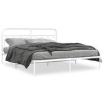 vidaXL Cadre de lit métal avec tête de lit blanc 183x213 cm