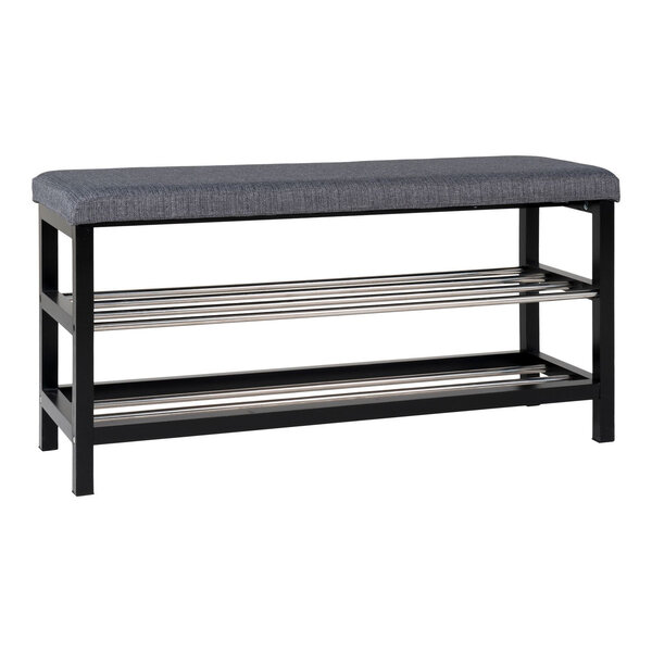 Banc gris 2 étages à pieds noirs 100 x 34 x 50 cm