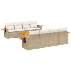 vidaXL Salon de jardin avec coussins 9 Pièces beige résine tressée