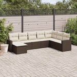 vidaXL Salon de jardin 8 Pièces avec coussins marron résine tressée