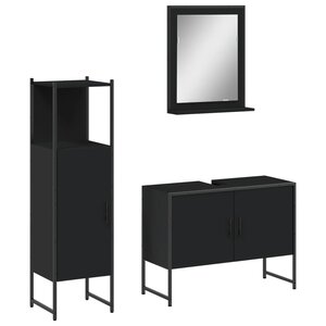 vidaXL Ensemble d'armoires salle de bain 3 Pièces noir bois d'ingénierie
