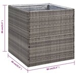 vidaXL Jardinière Gris 80x80x80 cm Résine tressée