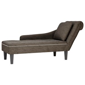 vidaXL Fauteuil long et coussin/accoudoir droit gris foncé similicuir
