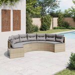 vidaXL Canapé de jardin avec coussins demi-rond beige résine tressée