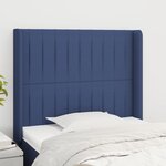 vidaXL Tête de lit avec oreilles Bleu 103x16x118/128 cm Tissu