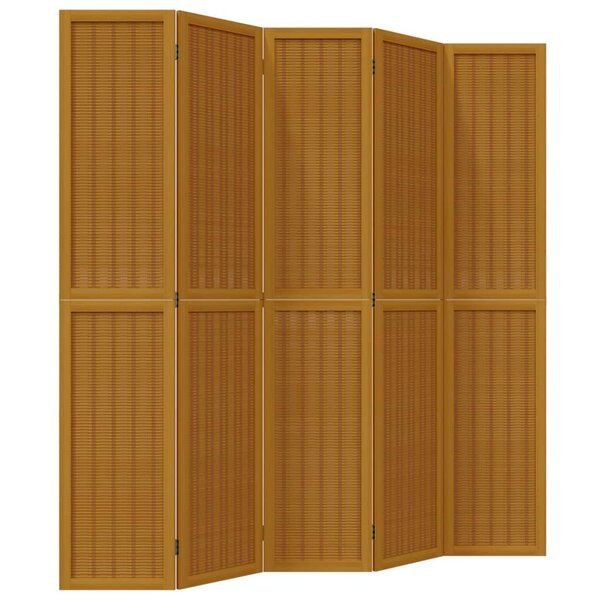 vidaXL Cloison de séparation 5 panneaux marron bois paulownia massif
