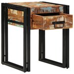 Table d'appoint vidaXL avec tiroir Noir 40x40x50 cm en bois massif de récupération