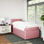 vidaXL Sommier à lattes de lit avec matelas Rose 90x190 cm Velours