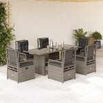 vidaXL Ensemble à manger de jardin et coussins 7 Pièces gris clair rotin