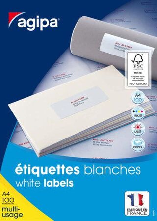 Etiquettes blanches 100 feuilles A4 51x33 8mm 3200 pièces