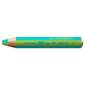 Crayon multi-talents woody 3 in 1 duo - turquoise-vert clair STABILO