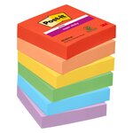 Notes couleurs playful super sticky post-it 47 6 x 47 6 mm - bloc de 90 feuilles - lot de 12