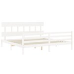 vidaXL Cadre de lit avec tête de lit blanc 200x200 cm bois massif