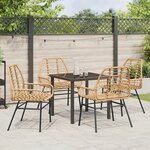 vidaXL Ensemble de jardin 5 pièces marron en poly rotin