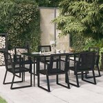 vidaXL Ensemble à manger de jardin 7 Pièces Noir Rotin PVC