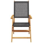 vidaXL Chaises inclinables de jardin lot de 4 noir rotin bois massif