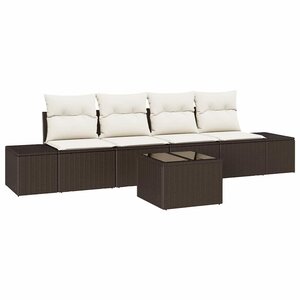 vidaXL Ensemble de canapé de jardin 5 Pièces Marron et Crème polyrotin