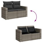vidaXL Salon de jardin avec coussins 7 Pièces gris résine tressée