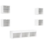 vidaXL Unités murales TV avec LED 7 Pièces blanc bois d'ingénierie