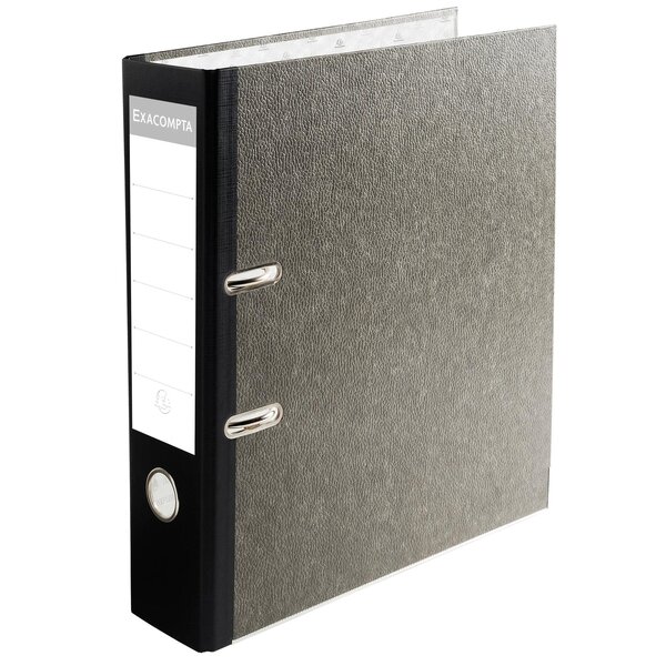 Classeurs À Levier Avec Mécanique Prem'touch - Papier Marbré Gris - Dos De 80 Mm - A4 Maxi. - Gris-dos Noir - X 10 - Exacompta