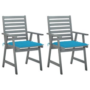 vidaXL Chaises à manger d'extérieur lot de 2 et coussins Acacia massif