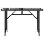 vidaXL Table de jardin avec dessus en verre noir 110x68x70 poly rotin