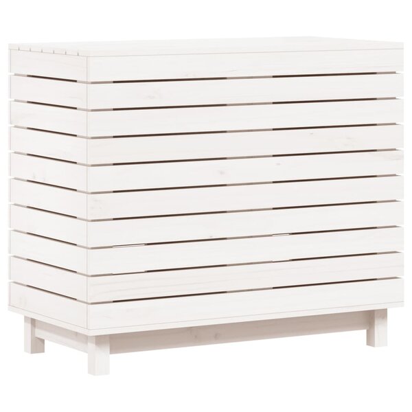 vidaXL Panier à linge blanc 88 5x44x76 cm Bois massif de pin