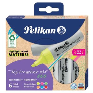 Surligneur 490 eco étui de 6 couleurs fluo PELIKAN