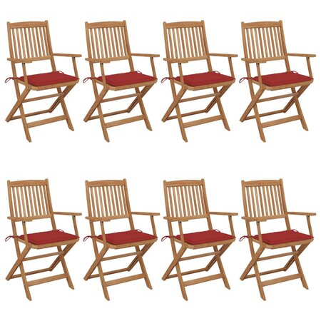 vidaXL Chaises pliables de jardin 8 Pièces avec coussins Bois d'acacia