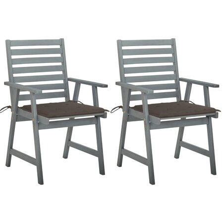 vidaXL Chaises à manger d'extérieur lot de 2 et coussins Acacia massif