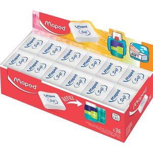 Gomme en plastique essentials soft présentoir de 36 maped