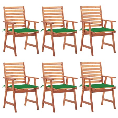 vidaXL Chaises à dîner d'extérieur 6 Pièces avec coussins Acacia massif