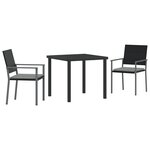 vidaXL Set de jardin 3 pièces avec coussins noir poly rattan
