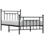 vidaXL Cadre de lit métal avec tête de lit/pied de lit noir 100x190 cm